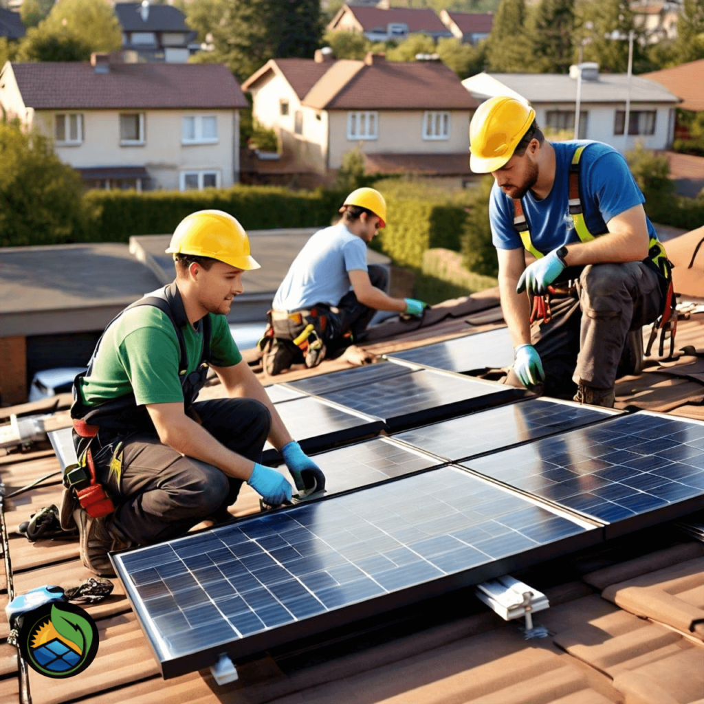 Jinko solar panel Team installing solar panels