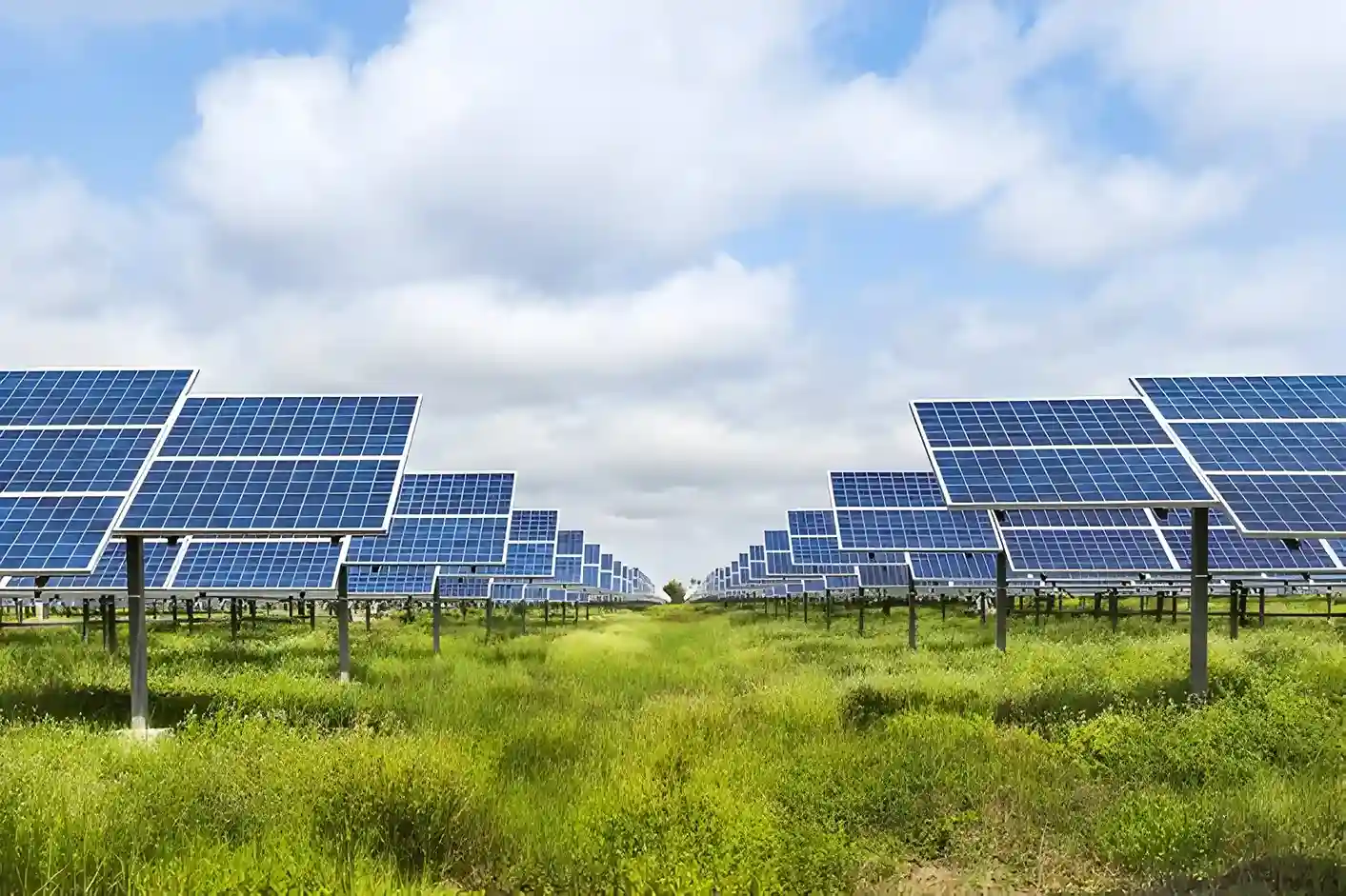 On-grid solar system panels.