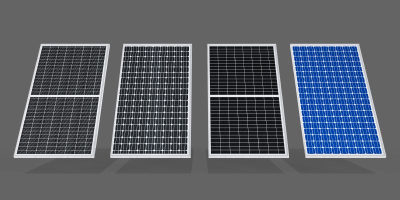 Different types of solar panels.